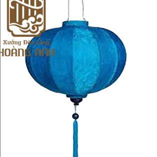 Lồng đèn tròn gấm xanh biển đậm