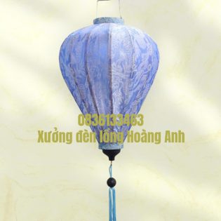 Lồng đèn củ tỏi gấm xanh biển nhạt