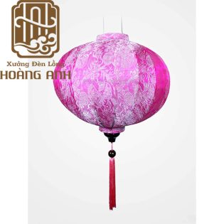 Lồng đèn tròn gấm hồng