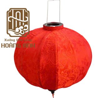 Lồng đèn tròn gấm đỏ