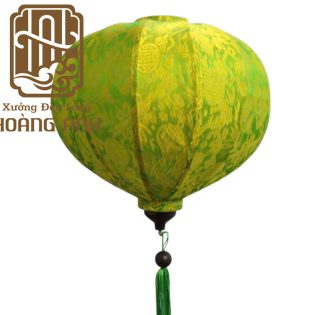 Lồng đèn tròn gấm xanh lá